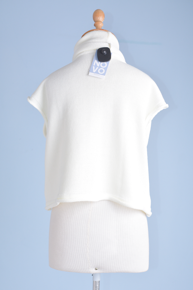 Blusa tricot gola alta m.c. off white M