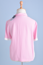 Blusa rosa/branca acetinada M