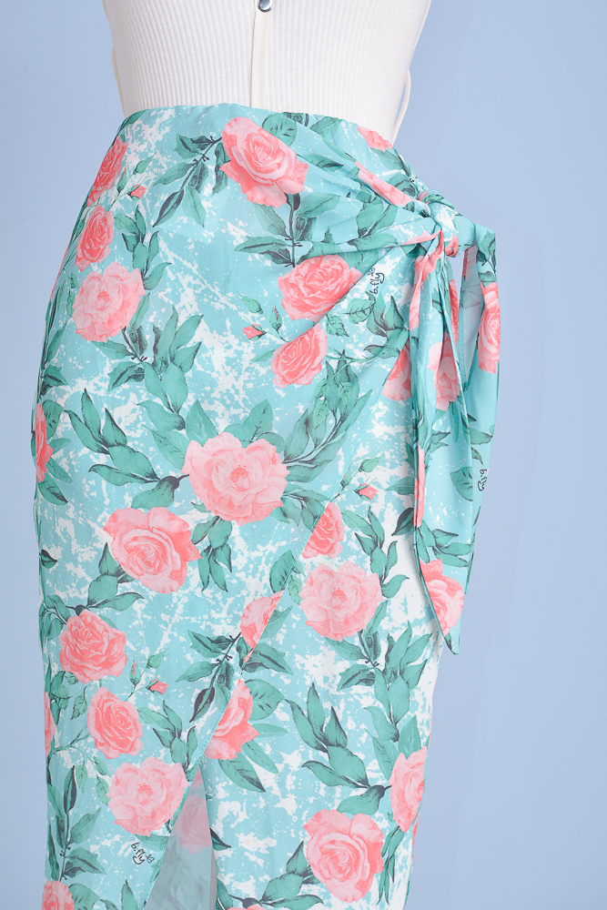 Conjunto verde floral (blusa+saia) P